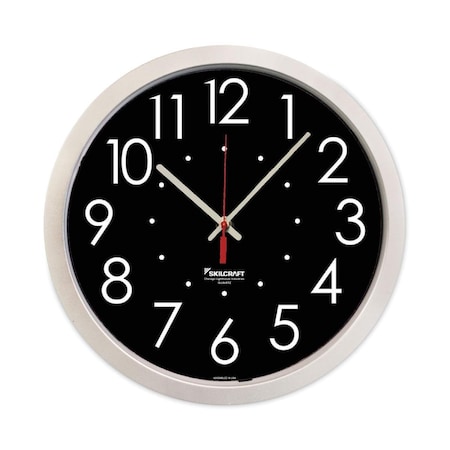 Downbeat 14.5 in. Skilcraft High Contrast Quartz Wall Clock  Silver DO3743722
